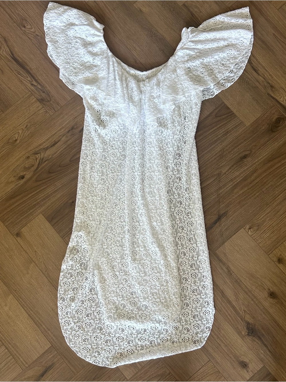Free people white eyelet Lacey top XS dress ruffled soft!